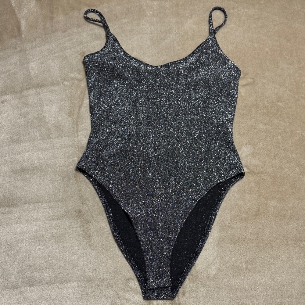 Forever 21 Glittery Black Bodysuit